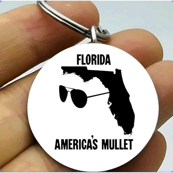 Unbranded Jewelry - USA American Florida State American Mullets Hot Map Country Stainless Keychain
